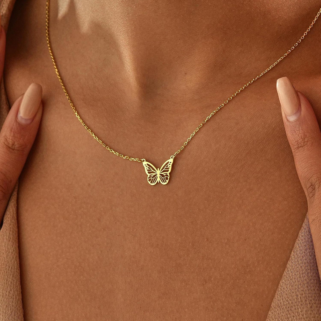 14K Gold Butterfly Pendant Necklace - Flutter & Fetch, Co.