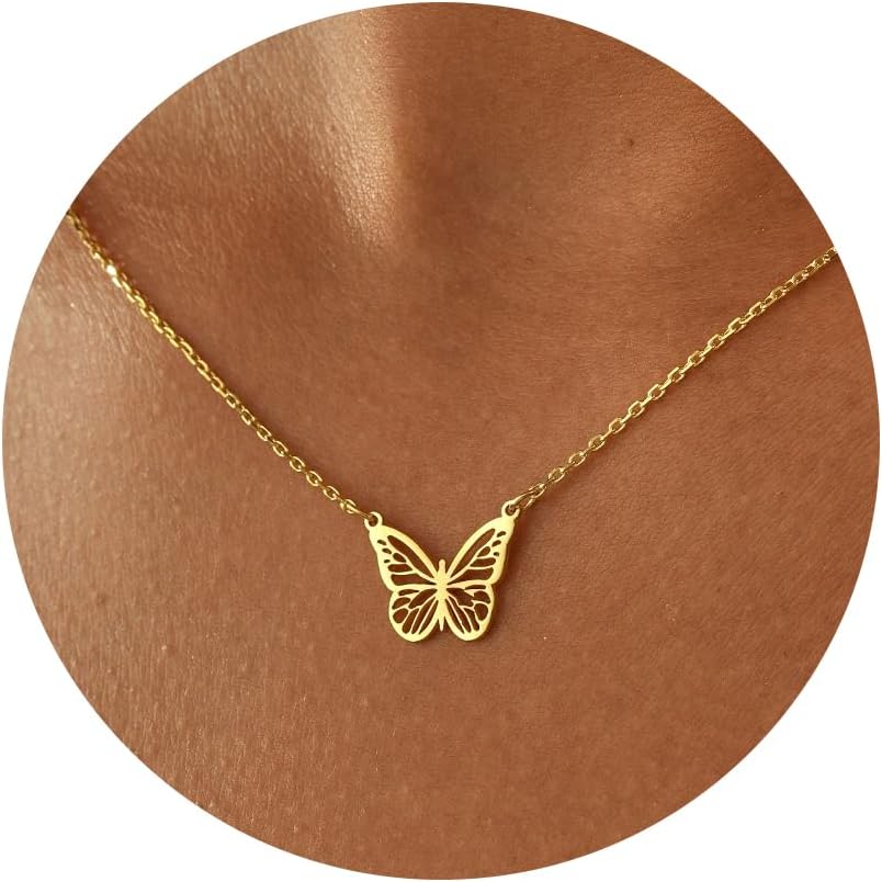 14K Gold Butterfly Pendant Necklace - Flutter & Fetch, Co.