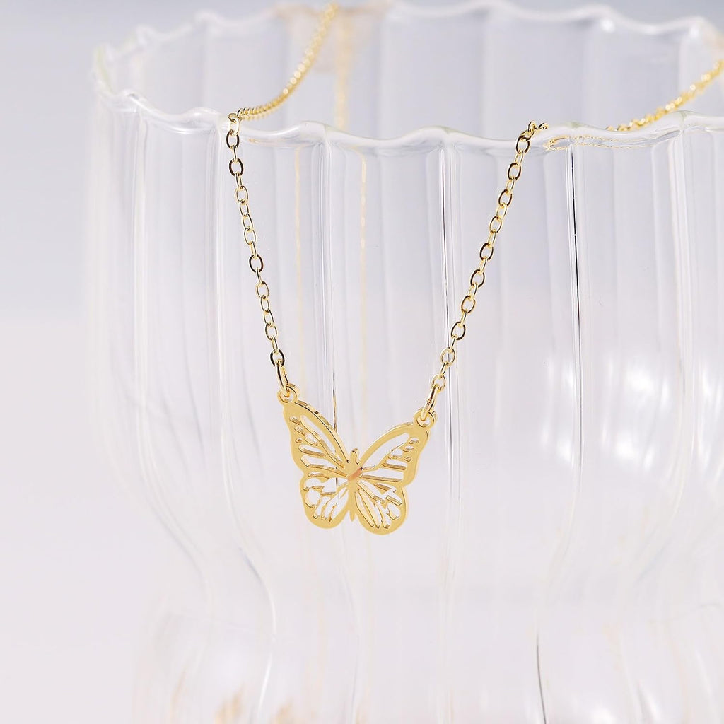 14K Gold Butterfly Pendant Necklace - Flutter & Fetch, Co.