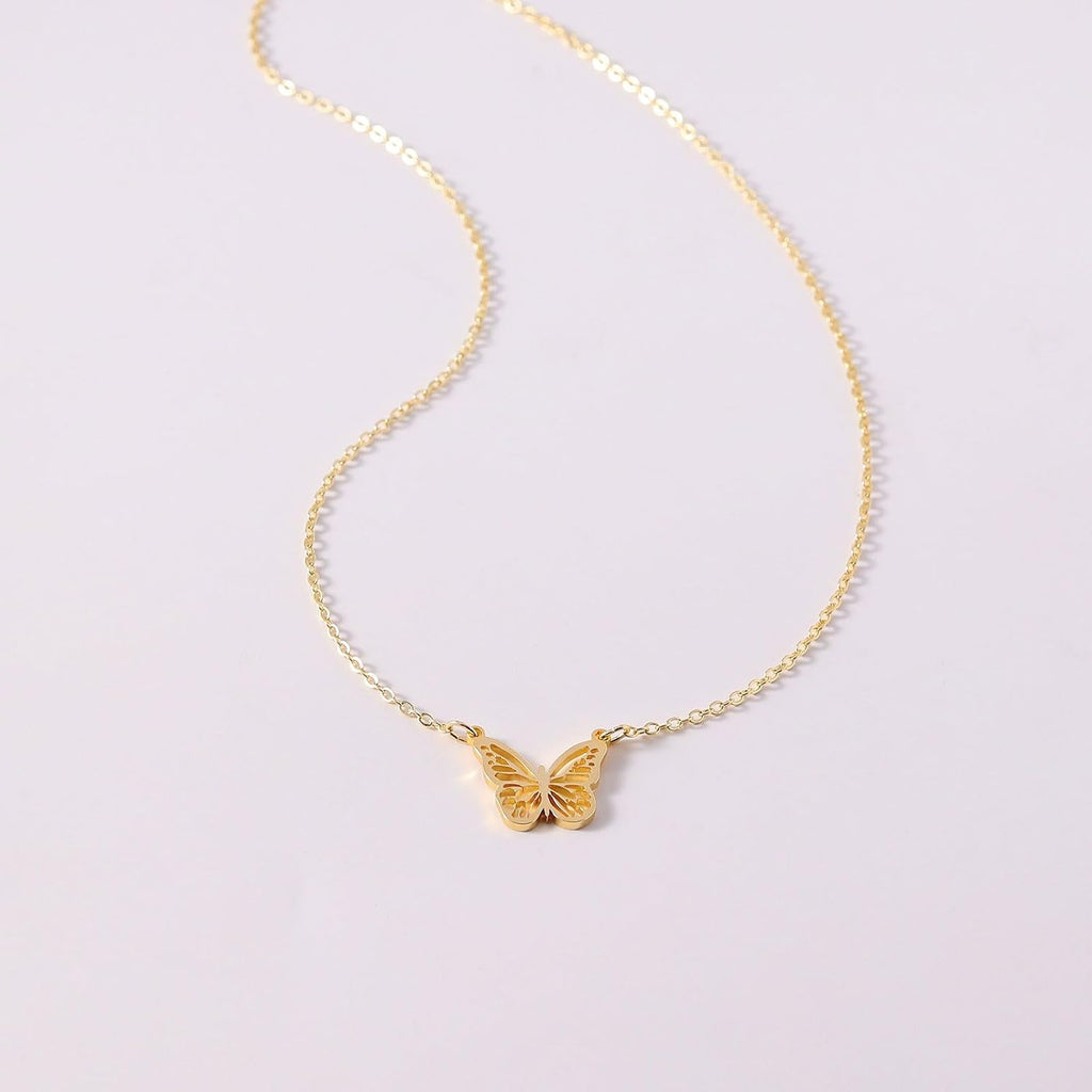 14K Gold Butterfly Pendant Necklace - Flutter & Fetch, Co.