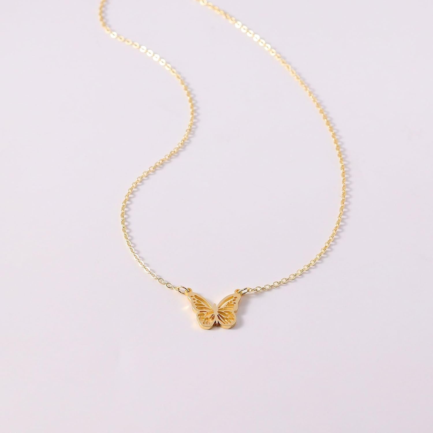 14K Gold Butterfly Pendant Necklace - Flutter & Fetch, Co.