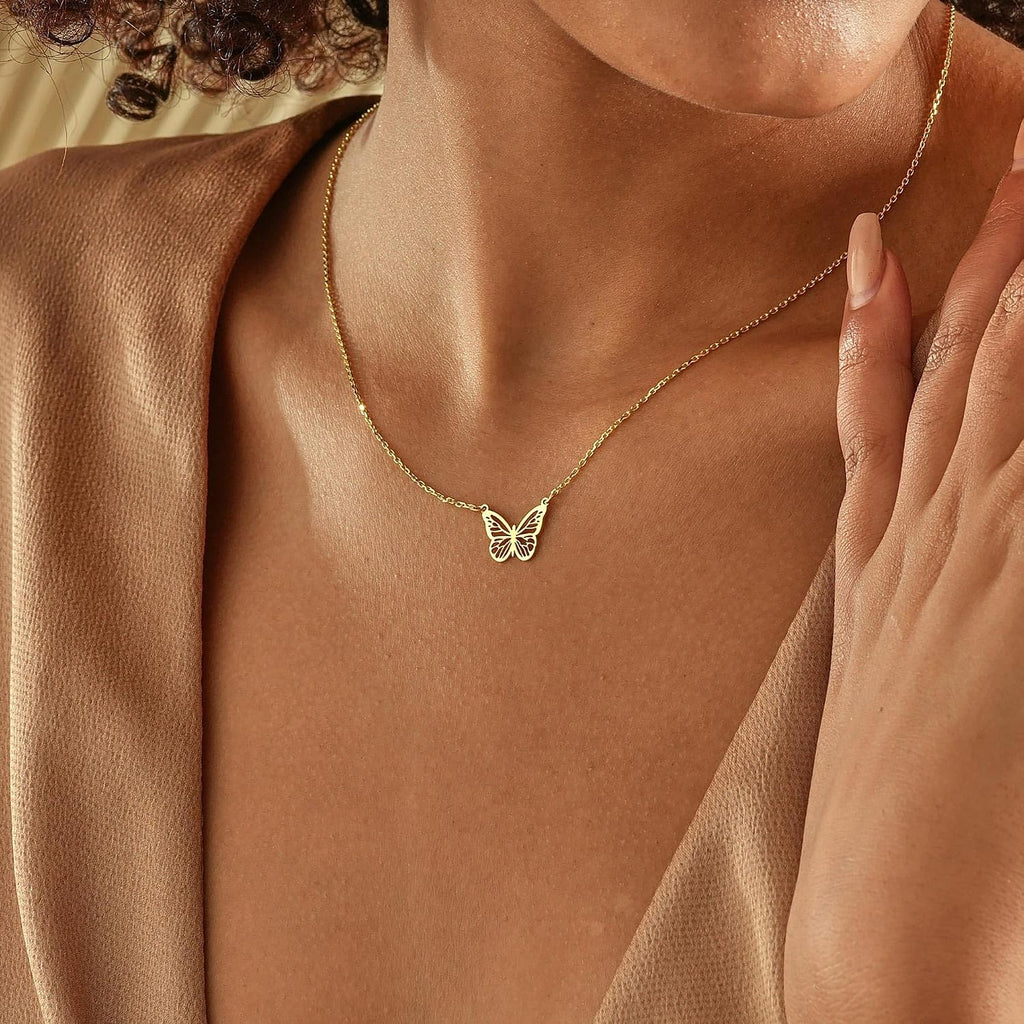 14K Gold Butterfly Pendant Necklace - Flutter & Fetch, Co.