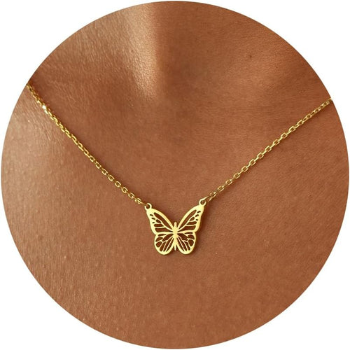 14K Gold Butterfly Pendant Necklace - Flutter & Fetch, Co.
