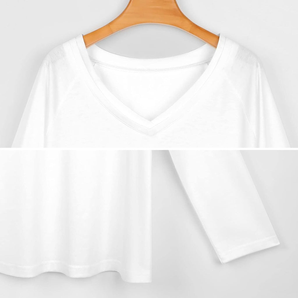 Women's Loose Fit Long Sleeve Dachshund V-Neck Top