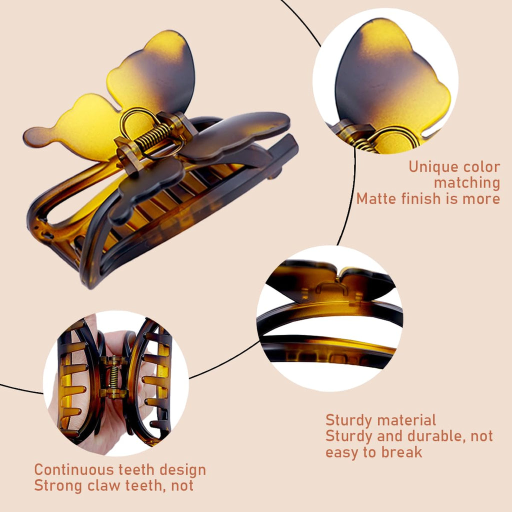4.4 Inch Large Butterfly Claw Hair Clips - (4 Pack)