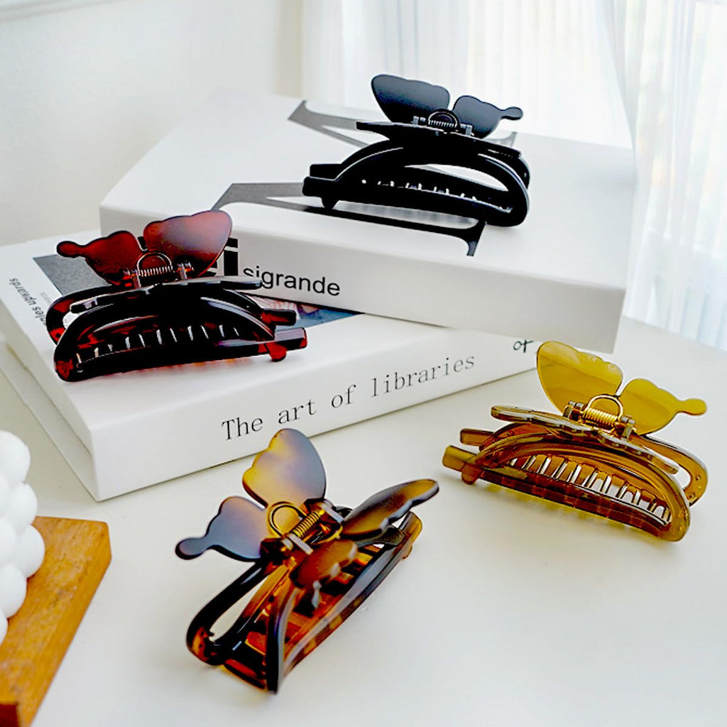 4.4 Inch Large Butterfly Claw Hair Clips - (4 Pack)