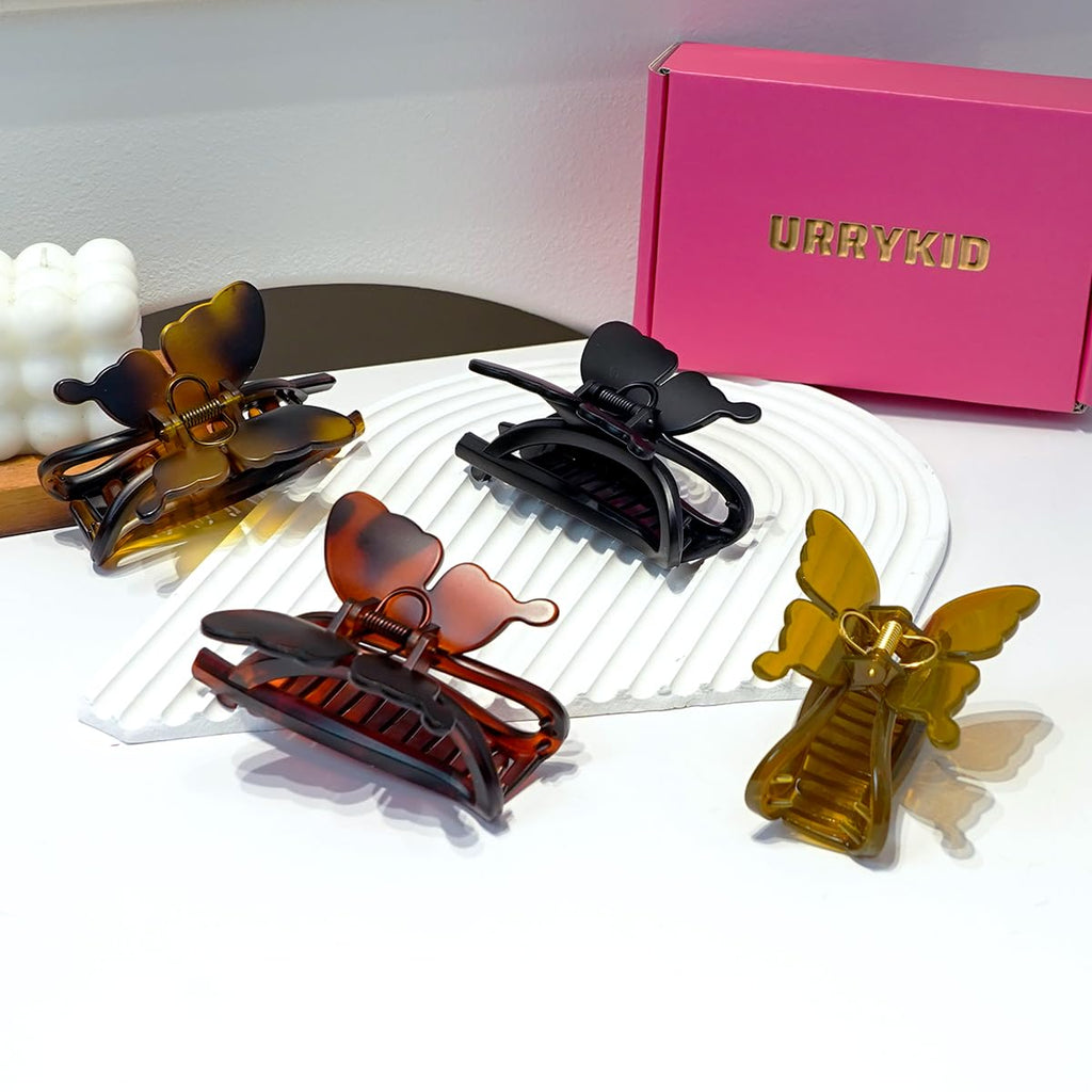 4.4 Inch Large Butterfly Claw Hair Clips - (4 Pack)