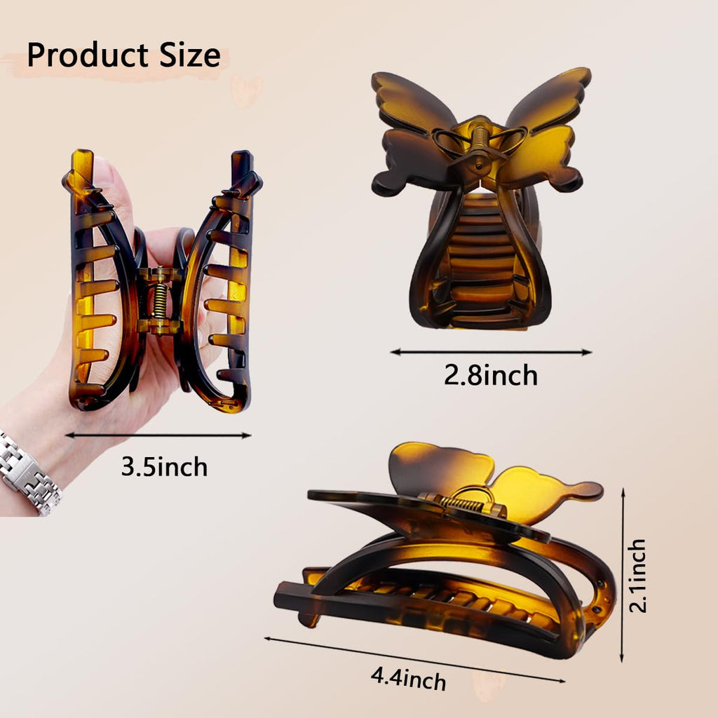 4.4 Inch Large Butterfly Claw Hair Clips - (4 Pack)