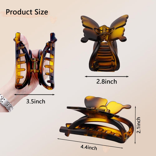 4.4 Inch Large Butterfly Claw Hair Clips - (4 Pack)