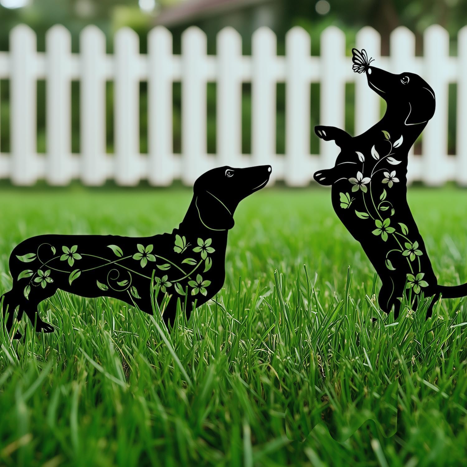Rust Proof Metal Black Silhouette Decorative Garden Stakes for Yard, Patio, Lawn Decorations, Dachshund Outdoor Decor Yard Art