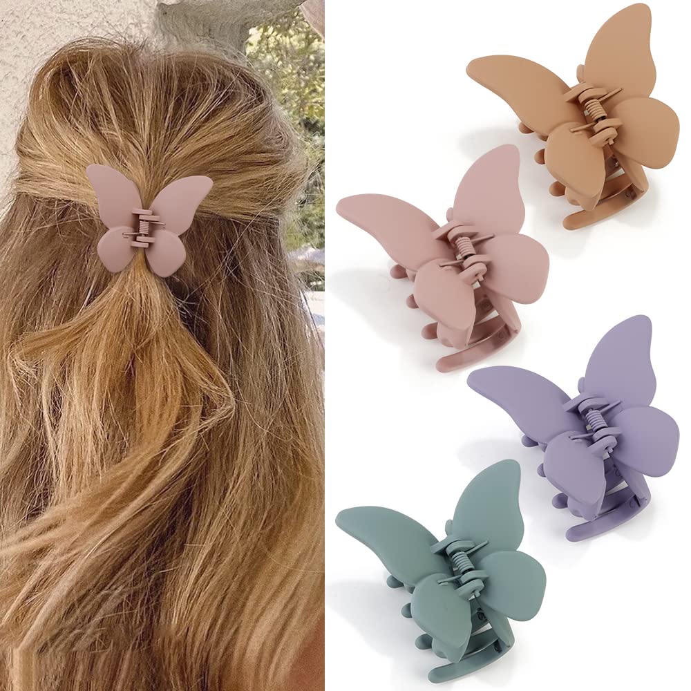 Matte Medium Butterfly Hair Clips for Thick or Thin Hair