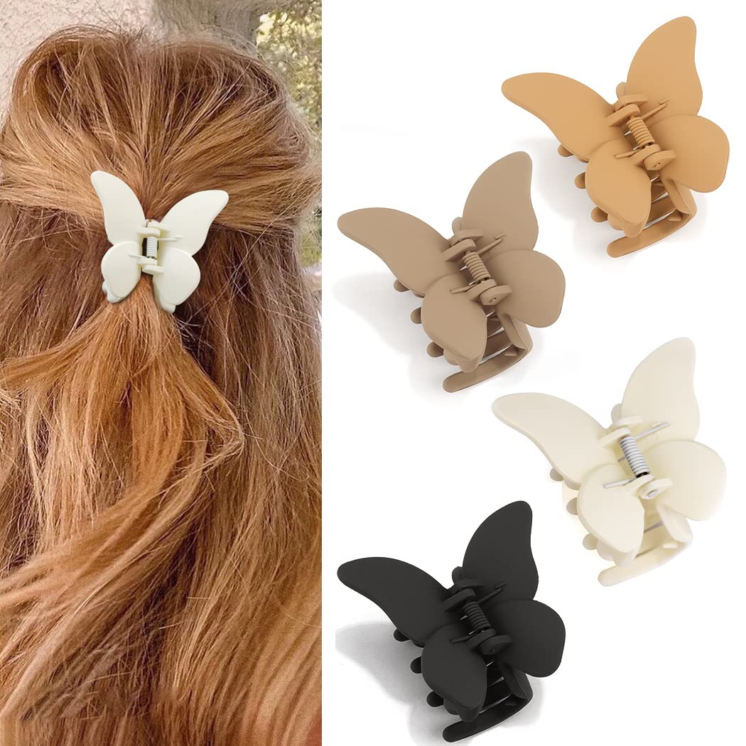 Matte Medium Butterfly Hair Clips for Thick or Thin Hair