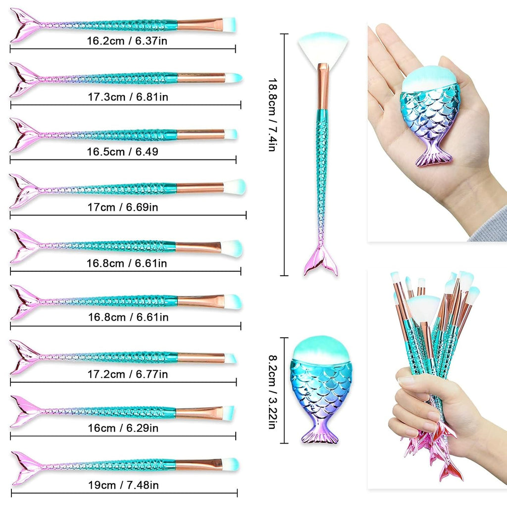 Mermaid Tailed 11 Piece Makeup Brush Set