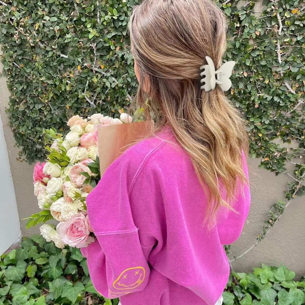 Matte Medium Butterfly Hair Clips for Thick or Thin Hair