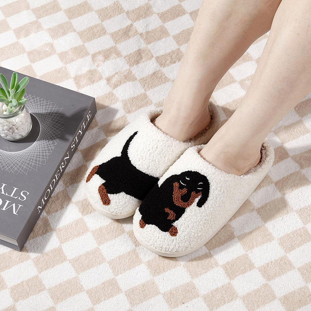 Dachshund Fuzzy Slippers - Cozy Non-Slip House Shoes
