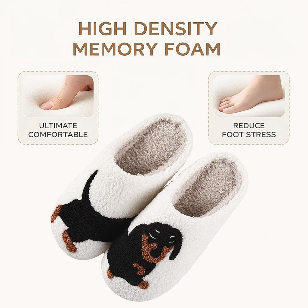 Dachshund Fuzzy Slippers - Cozy Non-Slip House Shoes