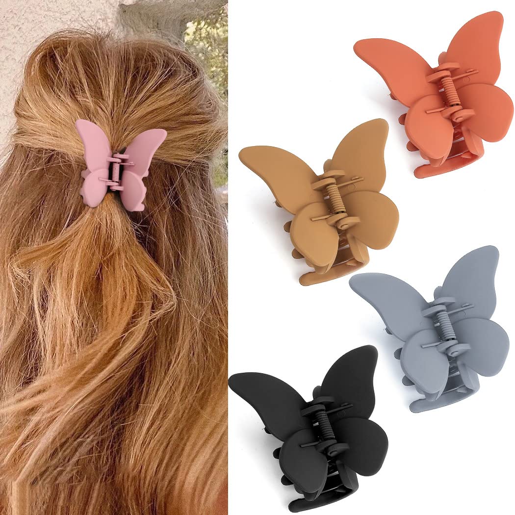 Matte Medium Butterfly Hair Clips for Thick or Thin Hair
