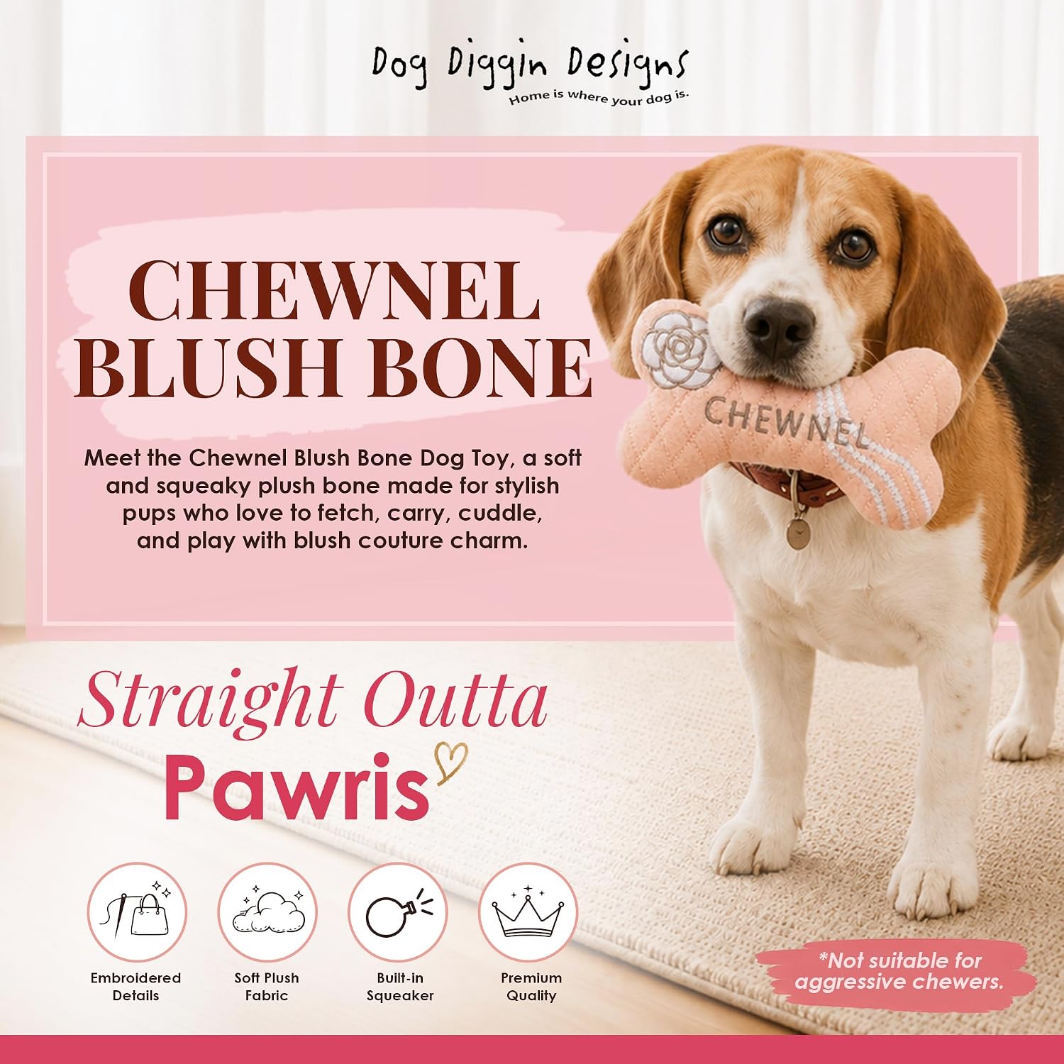 Chewnel Dog Plush Toy Bone