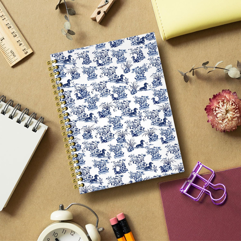 Blue Floral Dachshund Notebook Journal - Spiral/Hardcover