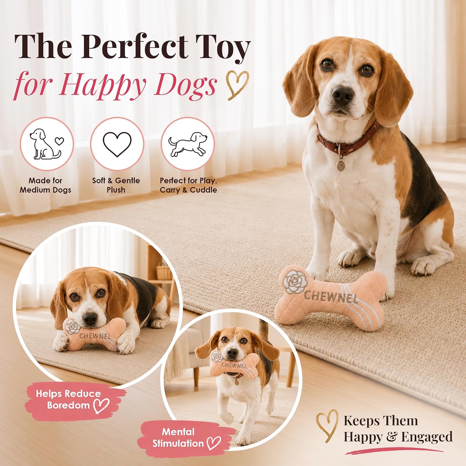 Chewnel Dog Plush Toy Bone