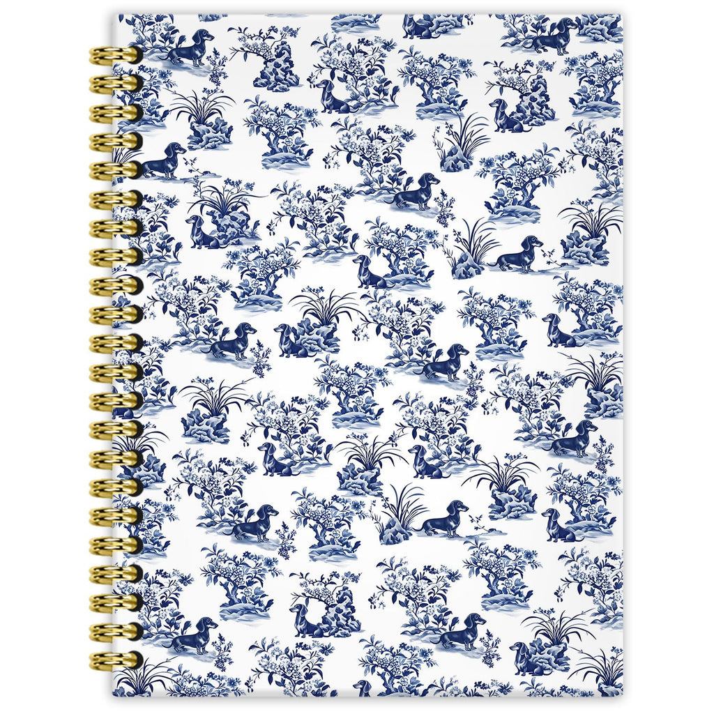 Blue Floral Dachshund Notebook Journal - Spiral/Hardcover