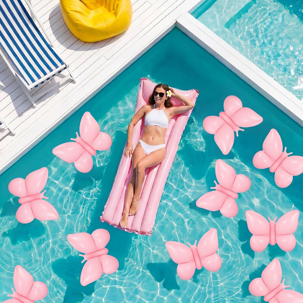 6 Piece Large Inflatable Butterfly Pool Floats with Pump for Adults