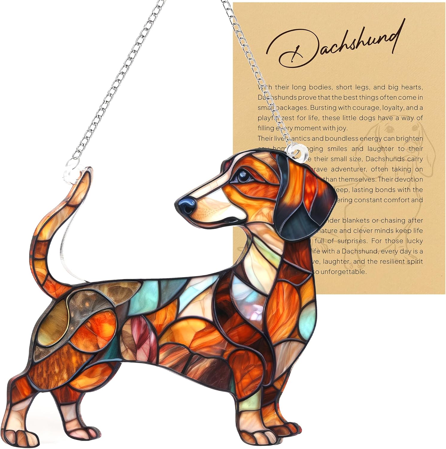 Adorable Dachshund Sun Catcher Hanging Ornament