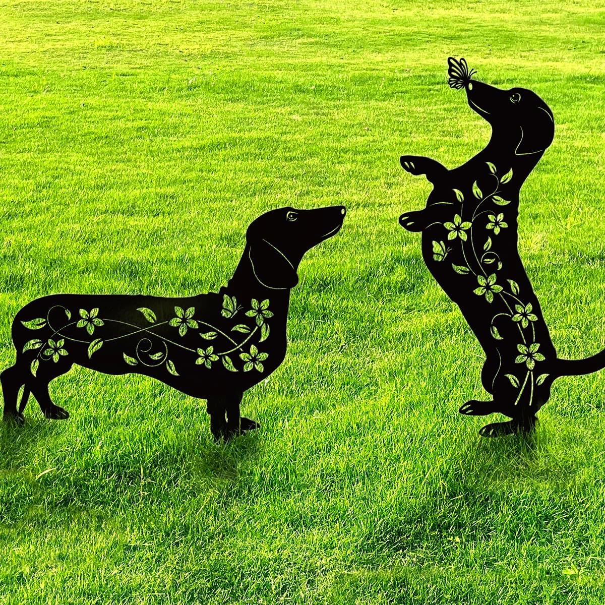 Rust Proof Metal Black Silhouette Decorative Garden Stakes for Yard, Patio, Lawn Decorations, Dachshund Outdoor Decor Yard Art