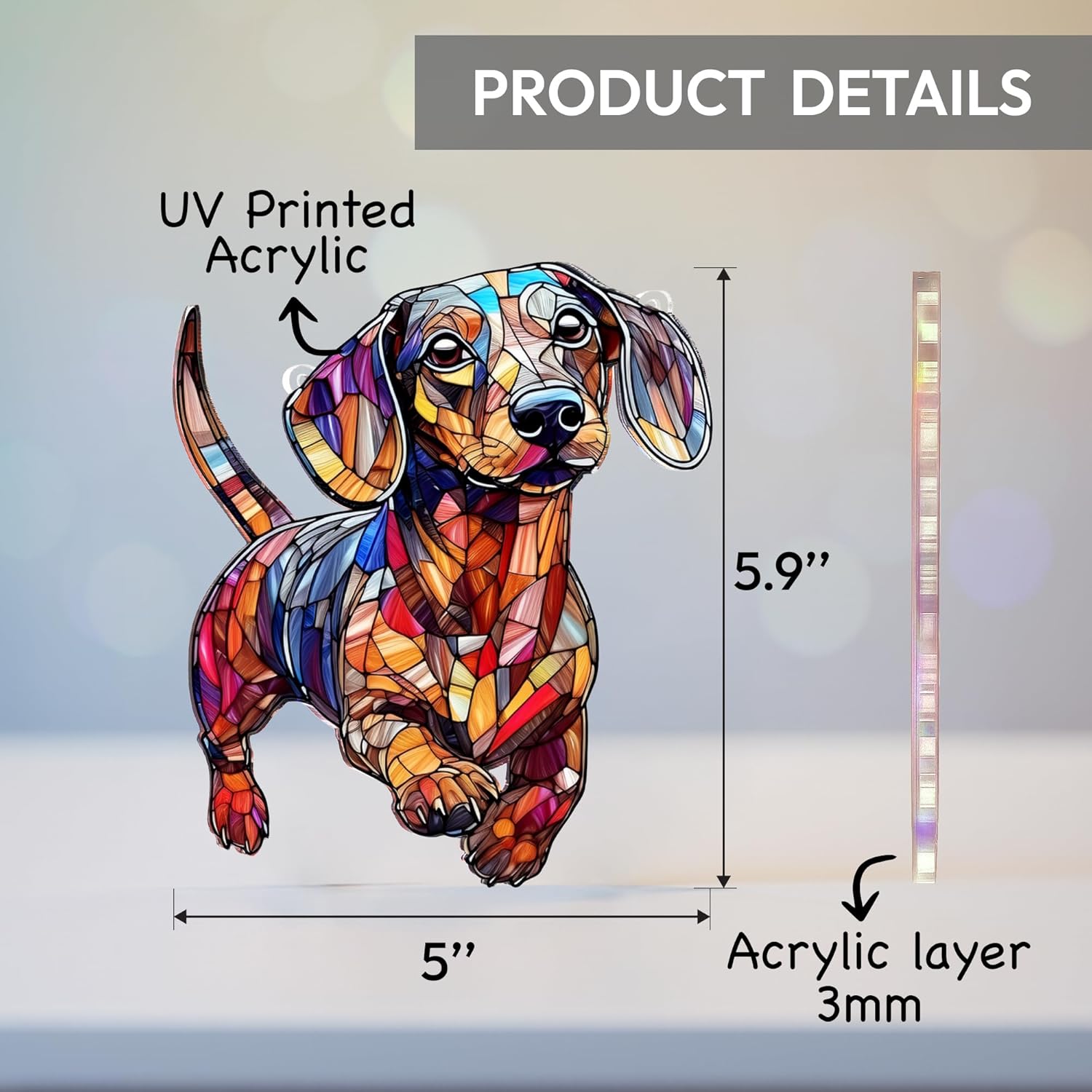 Adorable Dachshund Sun Catcher Hanging Ornament