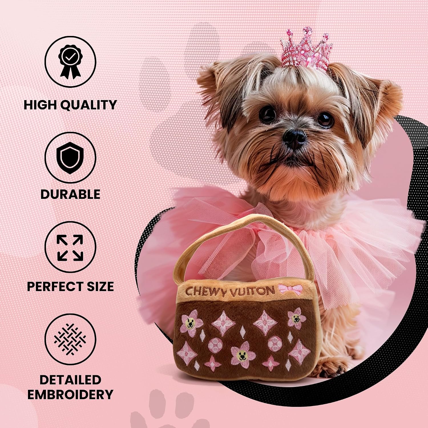 Chewy Vuiton Dog Plush Toy Purse