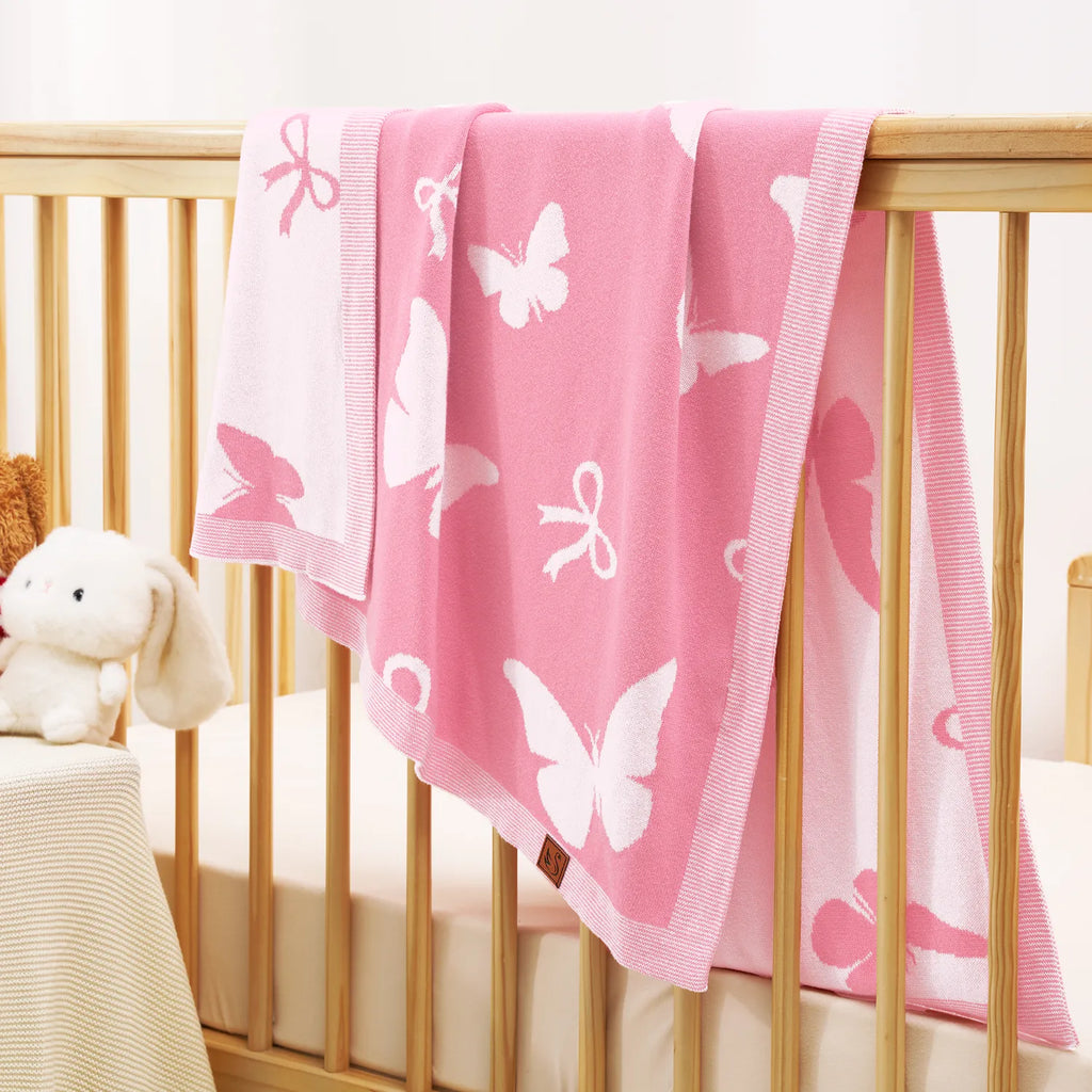 Butterfly Jacquard Knit Baby Blanket