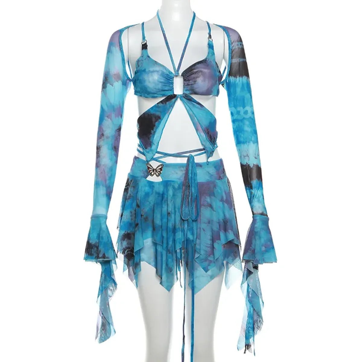 Tie-Dye Fairy Set – Butterfly Crop Top & Wrap Mini Skirt - Flutter & Fetch, Co.