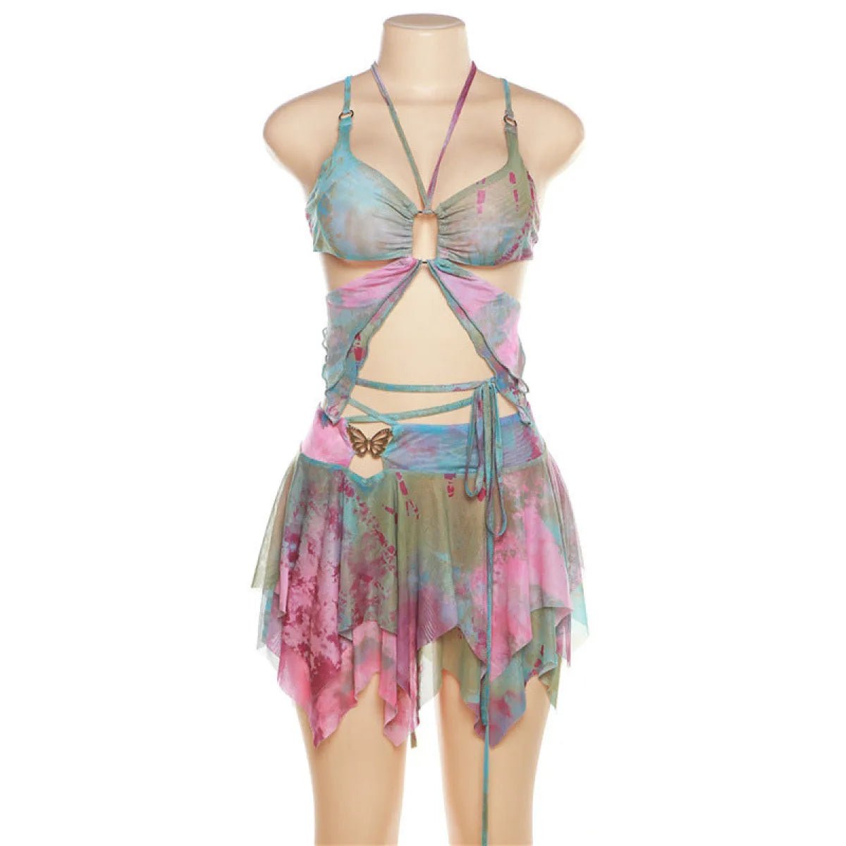 Tie-Dye Fairy Set – Butterfly Crop Top & Wrap Mini Skirt - Flutter & Fetch, Co.