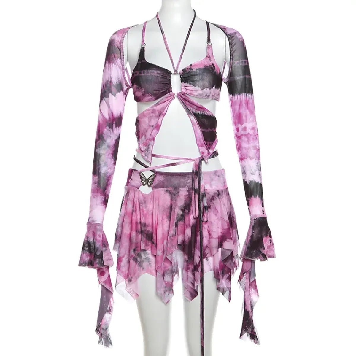 Tie-Dye Fairy Set – Butterfly Crop Top & Wrap Mini Skirt - Flutter & Fetch, Co.