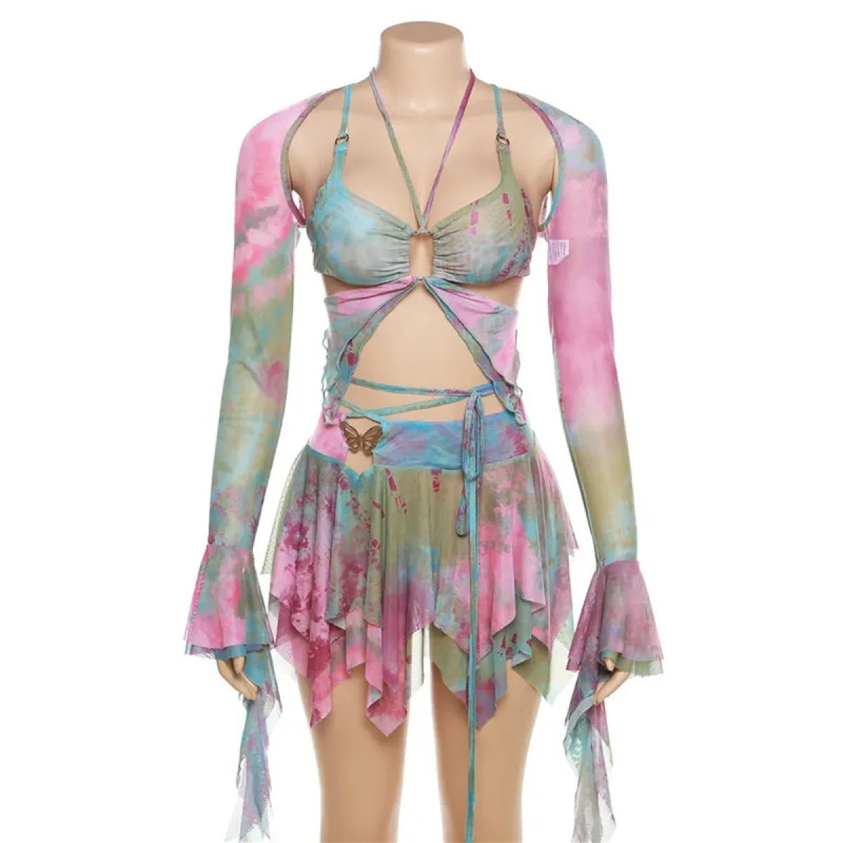 Tie-Dye Fairy Set – Butterfly Crop Top & Wrap Mini Skirt - Flutter & Fetch, Co.