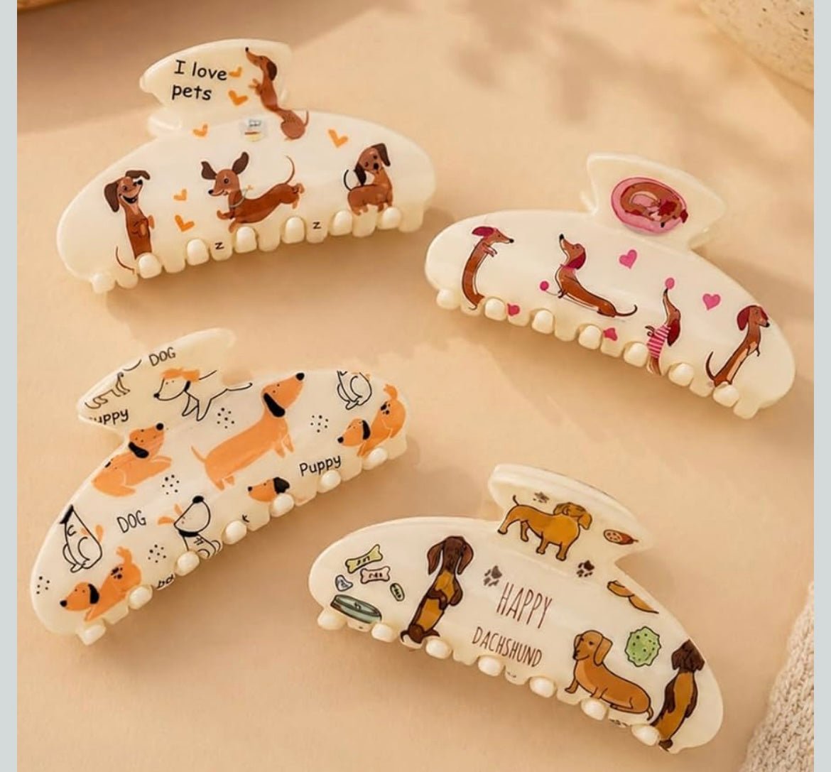 Weenie Cartoon Claw Hair Clips (Pack of 4) - Flutter & Fetch, Co.